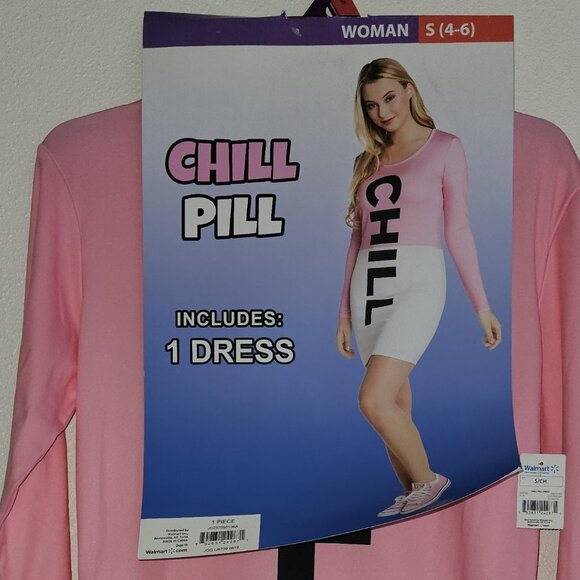 Chill Pill Pink White Dress Halloween Costume Junior's Small 4-6 w/TAG FLAW - Picture 2 of 15